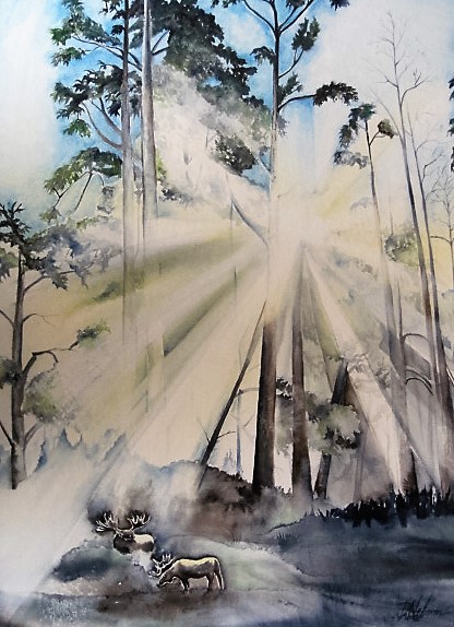 Sunlight Through Cedars by Dianne Nelson